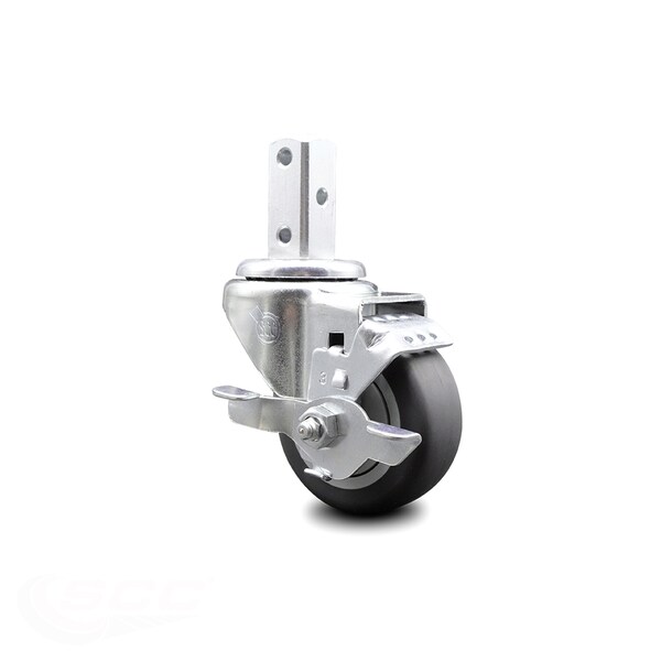 3 Inch Thermoplastic Rubber Wheel Swivel 3/4 Inch Square Stem Caster with Brake